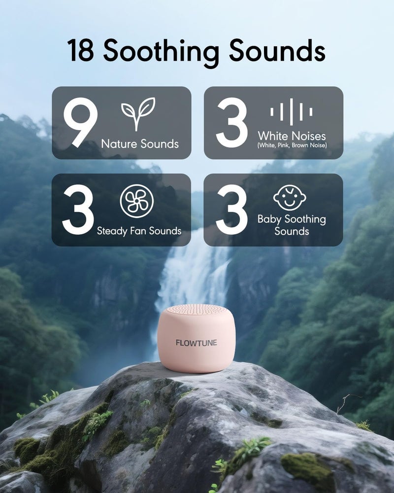 FLOWTUNE Sound Machine White Noise Machine for Baby Adults, Mini Portable Sound Machine for Travel, 6H Timer, 18 Soothing Sleep Sounds Gift (Sakura Pink) - Image 2